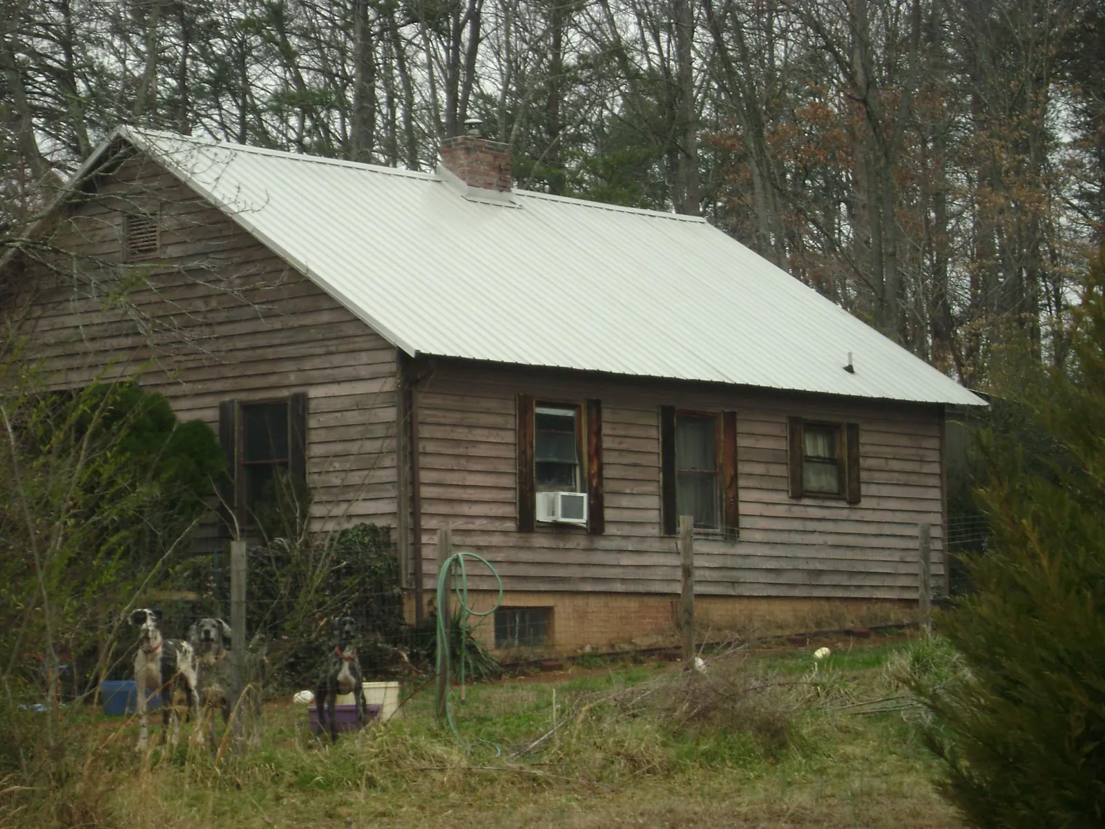 White metal roof on an old wood sided farmhouse, from a Metal Roof Installation job in Washburn